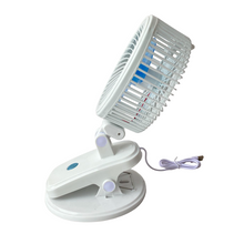 Cargar imagen en el visor de la galería, Mini Ventilador Con Pinza de Escritorio Recargable USB, viaje, oficina, coche, hogar, 30x18cm