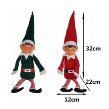 Cargar imagen en el visor de la galería, Pareja de Elfos Sentados Navideños Decorativos - Pack de 2 Muñecos Duendes de Navidad para Colgar y Estantería