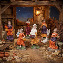 Cargar imagen en el visor de la galería, Set de 6 Figuras de Campesinas para Belén de Navidad en Resina – Figuras Decorativas Tradicionales de 13 cm para Portal de Belén y Dioramas