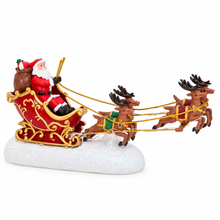 Cargar imagen en el visor de la galería, Adorno Navideño Papá Noel en Trineo con Renos Iluminado con Luz LED, Decoración de Navidad para Mesa, Estantería o Portal de Belén (25x6.5x11 cm) - Gerimport