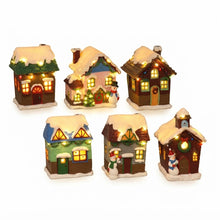 Cargar imagen en el visor de la galería, Set de 6 Casitas de Navidad con Luz LED 6.5x5x8 cm - Pueblo Navideño Decorativo