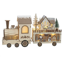 Cargar imagen en el visor de la galería, Tren Navideño Decorativo de Madera con 7 Luces LED Cálidas, Casa de Navidad Iluminada, Adorno Navideño para Hogar