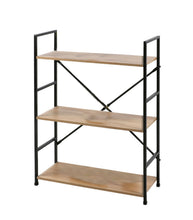 Cargar imagen en el visor de la galería, Estantería Mesita de Noche Dormitorio Elegante Negro y Madera 2, 3, 4 Niveles Soportes Laterales de Metal