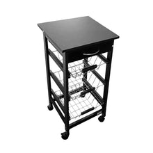 Cargar imagen en el visor de la galería, Carro de frutero verdurero de cocina con 1 cajon 3 cestas de metal, ruedas, Mueble de cocina