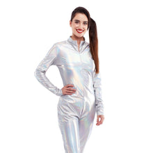 Cargar imagen en el visor de la galería, Disfraz o Mono metálico cierre frontal Con Cremallera para mujer, Maillot Para Disfraz