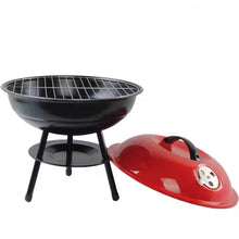Cargar imagen en el visor de la galería, Barbacoa de Carbón con Tapa y Ruedas parrilla estantería para Barbacoa al aire libre, fácil de llevar, ideal para camping, fácil de lavar 45x45x71 cm