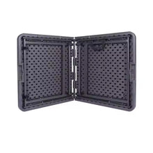 Cargar imagen en el visor de la galería, Mesa Plegable Portatil Rectangular 60 x 118 x H 54-74 cm altura ajustable color marron imitacion madera Plástico Exterior e Interior Mueble de Camping Mesa de campamento