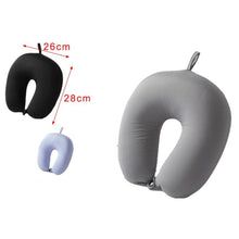 Cargar imagen en el visor de la galería, Cojín de Viaje Cervical en Forma U con Microbolas de Espuma – Almohada de Cuello Suave y Transpirable 26x28 cm para Avión, Coche y Tren