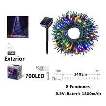 Cargar imagen en el visor de la galería, Guirnaldas de Luces LED Solar para Navidad de cable Verde - 8 funciones; Ideal para decorar árboles tanto en interiores como exteriores