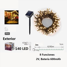 Cargar imagen en el visor de la galería, Guirnaldas de Luces LED Solar para Navidad de cable Verde - 8 funciones; Ideal para decorar árboles tanto en interiores como exteriores