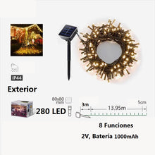 Cargar imagen en el visor de la galería, Guirnaldas de Luces LED Solar para Navidad de cable Verde - 8 funciones; Ideal para decorar árboles tanto en interiores como exteriores