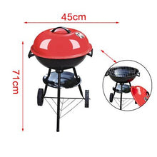 Cargar imagen en el visor de la galería, Barbacoa de Carbón con Tapa y Ruedas parrilla estantería para Barbacoa al aire libre, fácil de llevar, ideal para camping, fácil de lavar 45x45x71 cm