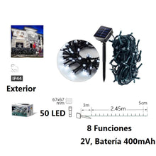 Cargar imagen en el visor de la galería, Guirnaldas de Luces LED Solar para Navidad de cable Verde - 8 funciones; Ideal para decorar árboles tanto en interiores como exteriores