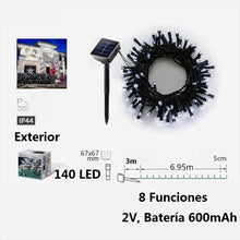 Cargar imagen en el visor de la galería, Guirnaldas de Luces LED Solar para Navidad de cable Verde - 8 funciones; Ideal para decorar árboles tanto en interiores como exteriores