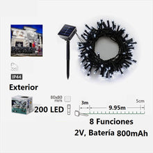 Cargar imagen en el visor de la galería, Guirnaldas de Luces LED Solar para Navidad de cable Verde - 8 funciones; Ideal para decorar árboles tanto en interiores como exteriores