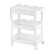 Cargar imagen en el visor de la galería, Estantería de plástico blanco con ruedas para baño y cocina - Carrito organizador de 3, 4 estantes