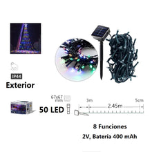 Cargar imagen en el visor de la galería, Guirnaldas de Luces LED Solar para Navidad de cable Verde - 8 funciones; Ideal para decorar árboles tanto en interiores como exteriores