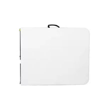 Cargar imagen en el visor de la galería, Mesa Plegable Portatil Rectangular Blanca PLÁSTICO 180X75.5X74CM Exterior e Interior Mueble de Camping Mesa de campamento
