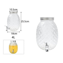 Cargar imagen en el visor de la galería, Tarro dispensador con grifo y tapa Volga Forma de Naranja Piña de Cristal Para Bebida Fria