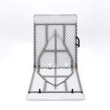 Cargar imagen en el visor de la galería, Mesa Plegable Portatil Rectangular Blanca PLÁSTICO 180X75.5X74CM Exterior e Interior Mueble de Camping Mesa de campamento