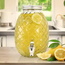 Cargar imagen en el visor de la galería, Tarro dispensador con grifo y tapa Volga Forma de Naranja Piña de Cristal Para Bebida Fria