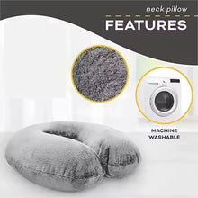 Cargar imagen en el visor de la galería, Cojín de Viaje en Forma de U de Algodon polipropileno - Ergonómico, Almohada de viaje de espuma viscoelástica Transpirable y Suave para el Cuello