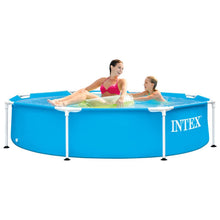 Cargar imagen en el visor de la galería, Intex 55242 - Piscina Desmontable Redonda Metal Frame Familiar Color Azul, Medidas Ø244x51 cm, Capacidad 1,828 litros, Material Resistente Triple Capa, Tubular, Infantil