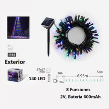 Cargar imagen en el visor de la galería, Guirnaldas de Luces LED Solar para Navidad de cable Verde - 8 funciones; Ideal para decorar árboles tanto en interiores como exteriores