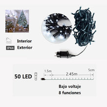 Cargar imagen en el visor de la galería, Guirnalda de Luces LED para Navidad de cable Verde - 8 funciones; Ideal para decorar árboles tanto en interiores como exteriores