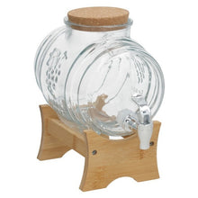 Cargar imagen en el visor de la galería, Barril Dispensador de Líquidos de Vidrio Borosilicato con Soporte de Bambú y Grifo – 2.9L / 5L – Tapa de Corcho