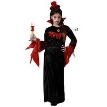 Cargar imagen en el visor de la galería, Disfraz Vampiresa Vestido Negro Infantil Niña Para Halloween y Carnaval