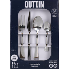 Cargar imagen en el visor de la galería, Cubertería de Acero Inoxidable 16 Piezas – Quttin Classic – Fabricada en la UE