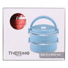 Cargar imagen en el visor de la galería, Set de 2 fiambreras termo apilable térmica para transportar alimentos