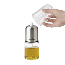 Cargar imagen en el visor de la galería, Aceitera con Pulverizador de aceite 150 ml, Botella Aceitera de spray a Presión, Dispensador de Aceite Hecho de vidrio, polipropileno y acero inoxidable, Diseño práctico, moderno y resistente