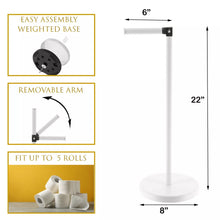 Cargar imagen en el visor de la galería, Soporte Portarollo De Papel Higienico De Baño Aseo Brazo Metal Amovible 180º