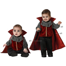 Cargar imagen en el visor de la galería, Disfraz Vampiro Bebé Rojo con Capa Para Halloween Carnaval Teatro