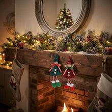 Cargar imagen en el visor de la galería, Set de 6 Colgantes de Elfos Navideños 8x20 cm, Adornos Colgantes de Plástico y Poliéster para Árbol de Navidad y Decoración del Hogar