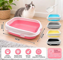 Cargar imagen en el visor de la galería, Arenero para Gatos con Pala, Bandeja Sanitaria para Gatos 50 x 37 x 17 cm, Fácil de Limpiar, Bordes Altos, Color Aleatorio