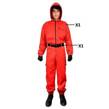 Cargar imagen en el visor de la galería, Disfraz Vigilante Mono Rojo con Capucha Cinturón infantil 5 a15 años adulto S a L