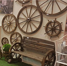 Cargar imagen en el visor de la galería, Rueda Decorativa Madera Natural Vintage 30, 45, 60, 90 cm Para Decoración Casa Jardin Restaurante lo