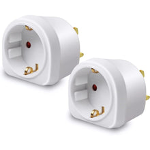 Cargar imagen en el visor de la galería, 2 x Adaptador Enchufe Uk a Enchufe Europeo Adecuado Para Viajar Blanco 250v, 13a
