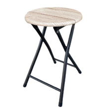 Cargar imagen en el visor de la galería, Silla Taburete Plegable Terminado de madera, Aluminio, Marrón, Ø30 cm, 30x45 cm