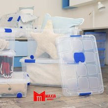 Cargar imagen en el visor de la galería, Caja de Plastico almacenamiento, tranparente 86 litros, con ruedas, N 8