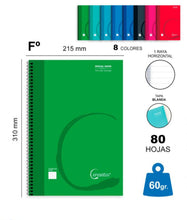 Cargar imagen en el visor de la galería, Cuaderno libreta con espiral tapa blando 80 hojas 60 g 32,5 x 31 cm Cervantes