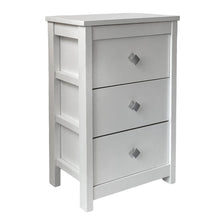 Cargar imagen en el visor de la galería, Mueble Auxiliar Cajonera Ancha de Madera de Pino Natural Color Blanco Nieve, Mesillas de noche,