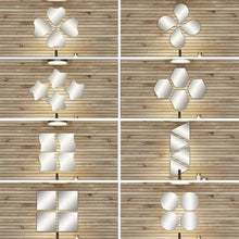 Cargar imagen en el visor de la galería, Set de 4 Espejos Cuadrado Redondo Estrella Corazon Hexagonal Adhesivos Decoración para Pared hogar