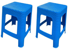 Cargar imagen en el visor de la galería, 2 X Taburetes Sillas de plástico Estilo Rattan vario colores, Asiento Cuadrado