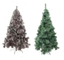 Cargar imagen en el visor de la galería, Árbol de pino negro y verde con nieve Navidad Artificial rama soporte metal PVC 60-210 cm