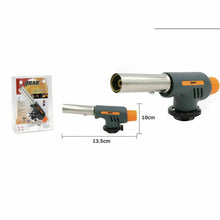 Cargar imagen en el visor de la galería, Soplete + cartuchos de recarga gas llama turbo mechero fuego recargable camping