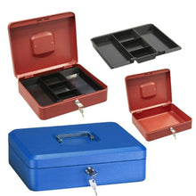 Cargar imagen en el visor de la galería, Caja fuerte metalica portatil caudales gigante Rojo y azul depositar dinero